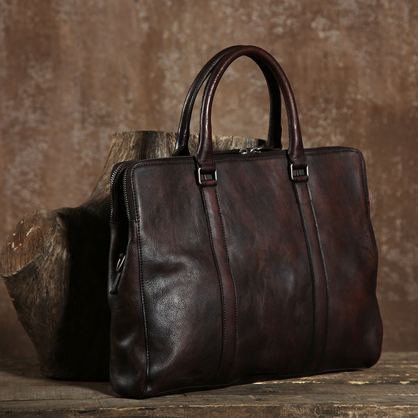 Handmade Leather Mens Cool Messenger Bag Briefcase Work Bag Business Bag Laptop Bag for men