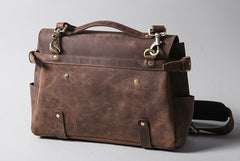 Handmade Leather Mens Cool Messenger Bag Briefcase Work Bag Business Bag Laptop Bag for men