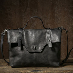 Handmade Leather Mens Cool Messenger Bag Briefcase Work Bag Business Bag Laptop Bag for men