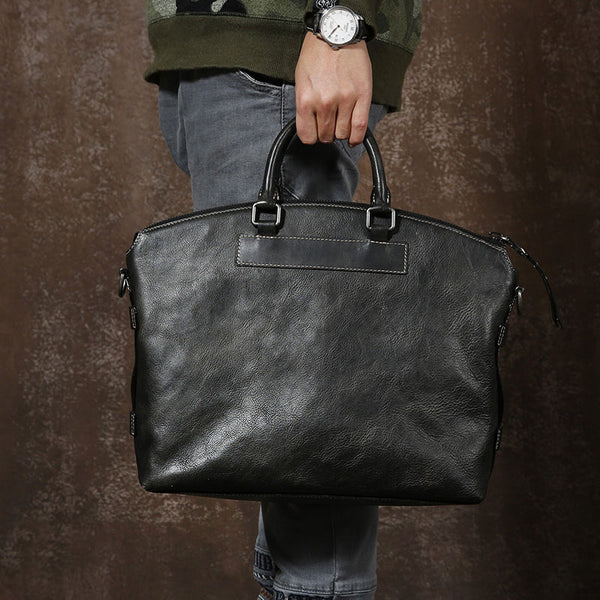 Handmade Leather Mens Cool Messenger Bag Briefcase Work Bag Business Bag Laptop Bag for men