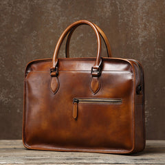 Handmade Leather Mens Cool Messenger Bag Briefcase Work Bag Business Bag Laptop Bag for men