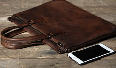 Handmade Leather Mens Cool Messenger Bag Briefcase Work Bag Business Bag Laptop Bag for men