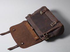 Handmade Leather Mens Cool Messenger Bag Briefcase Work Bag Business Bag Laptop Bag for men