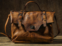 Handmade Leather Mens Cool Messenger Bag Briefcase Work Bag Business Bag Laptop Bag for men