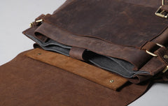 Handmade Leather Mens Cool Messenger Bag Briefcase Work Bag Business Bag Laptop Bag for men