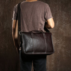 Handmade Leather Mens Cool Messenger Bag Briefcase Work Bag Business Bag Laptop Bag for men