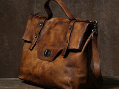 Handmade Leather Mens Cool Messenger Bag Briefcase Work Bag Business Bag Laptop Bag for men