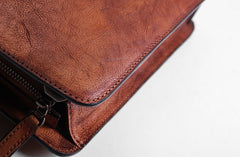 Handmade Leather Mens Cool Messenger Bag Briefcase Work Bag Business Bag Laptop Bag for men