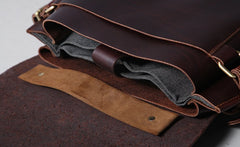 Handmade Leather Mens Cool Messenger Bag Briefcase Work Bag Business Bag Laptop Bag for men