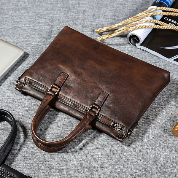 Handmade Leather Mens Cool Messenger Bag Briefcase Work Bag Business Bag Laptop Bag for men
