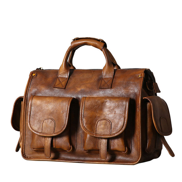 Handmade Leather Mens Cool Messenger Bag Briefcase Work Bag Business Bag Laptop Bag for men