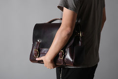 Handmade Leather Mens Cool Messenger Bag Briefcase Work Bag Business Bag Laptop Bag for men