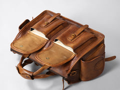 Handmade Leather Mens Cool Messenger Bag Briefcase Work Bag Business Bag Laptop Bag for men
