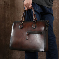 Handmade Leather Mens Cool Messenger Bag Briefcase Work Bag Business Bag Laptop Bag for men
