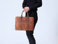 Handmade Leather Mens Cool Messenger Bag Briefcase Work Bag Business Bag Laptop Bag for men