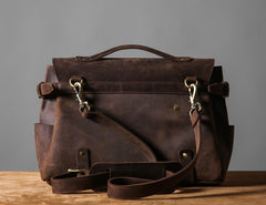 Handmade Leather Mens Cool Messenger Bag Briefcase Work Bag Business Bag Laptop Bag for men