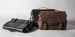 Handmade Leather Mens Cool Messenger Bag Briefcase Work Bag Business Bag Laptop Bag for men