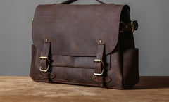 Handmade Leather Mens Cool Messenger Bag Briefcase Work Bag Business Bag Laptop Bag for men