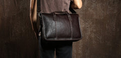 Handmade Leather Mens Cool Messenger Bag Briefcase Work Bag Business Bag Laptop Bag for men