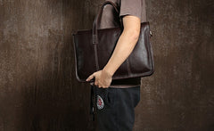 Handmade Leather Mens Cool Messenger Bag Briefcase Work Bag Business Bag Laptop Bag for men