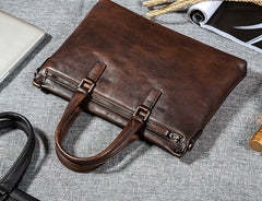 Handmade Leather Mens Cool Messenger Bag Briefcase Work Bag Business Bag Laptop Bag for men