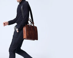 Handmade Leather Mens Cool Messenger Bag Briefcase Work Bag Business Bag Laptop Bag for men