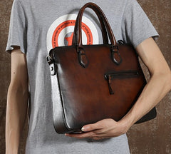 Handmade Leather Mens Cool Messenger Bag Briefcase Work Bag Business Bag Laptop Bag for men