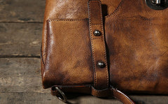 Handmade Leather Mens Cool Messenger Bag Briefcase Work Bag Business Bag Laptop Bag for men