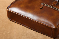 Handmade Leather Mens Cool Messenger Bag Briefcase Work Bag Business Bag Laptop Bag for men