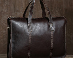 Handmade Leather Mens Cool Messenger Bag Briefcase Work Bag Business Bag Laptop Bag for men
