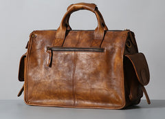 Handmade Leather Mens Cool Messenger Bag Briefcase Work Bag Business Bag Laptop Bag for men