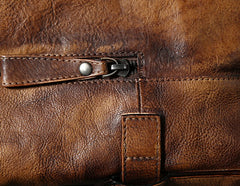 Handmade Leather Mens Cool Messenger Bag Briefcase Work Bag Business Bag Laptop Bag for men