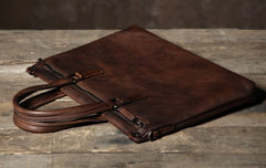 Handmade Leather Mens Cool Messenger Bag Briefcase Work Bag Business Bag Laptop Bag for men