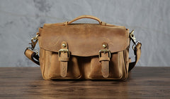 Handmade Leather Mens Cool Shoulder Bag Messenger Bag Camera Bag Cycling Bag for men