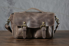 Handmade Leather Mens Cool Shoulder Bag Messenger Bag Camera Bag Cycling Bag for men