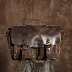 Handmade Leather Mens Cool Shoulder Bag Messenger Bag Camera Bag Cycling Bag for men