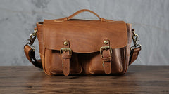 Handmade Leather Mens Cool Shoulder Bag Messenger Bag Camera Bag Cycling Bag for men