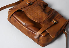 Handmade Leather Mens Cool Shoulder Bag Messenger Bag Chest Bag Bike Bag Cycling Bag for men