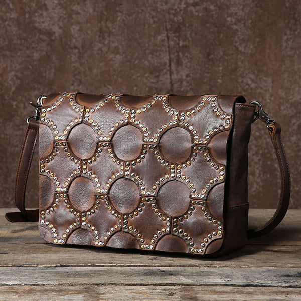 Handmade Leather Mens Cool Shoulder Bag Messenger Bag Chest Bag Bike Bag Cycling Bag for men