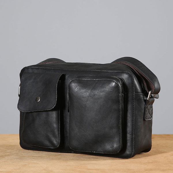 Handmade Leather Mens Cool Shoulder Bag Messenger Bag Chest Bag Bike Bag Cycling Bag for men