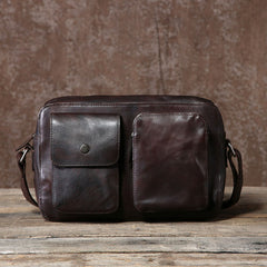 Handmade Leather Mens Cool Shoulder Bag Messenger Bag Chest Bag Bike Bag Cycling Bag for men