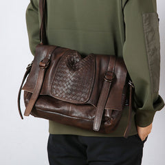 Handmade Leather Mens Cool Shoulder Bag Messenger Bag Chest Bag Bike Bag Cycling Bag for men