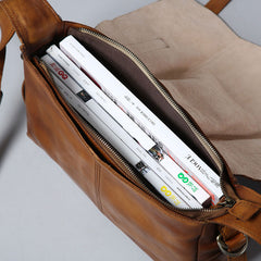 Handmade Leather Mens Cool Shoulder Bag Messenger Bag Chest Bag Bike Bag Cycling Bag for men