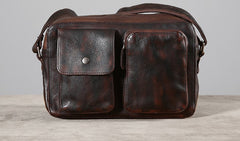 Handmade Leather Mens Cool Shoulder Bag Messenger Bag Chest Bag Bike Bag Cycling Bag for men