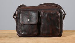 Handmade Leather Mens Cool Shoulder Bag Messenger Bag Chest Bag Bike Bag Cycling Bag for men