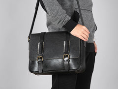 Handmade Leather Mens Cool Shoulder Bag Messenger Bag Chest Bag Bike Bag Cycling Bag for men