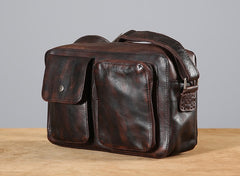 Handmade Leather Mens Cool Shoulder Bag Messenger Bag Chest Bag Bike Bag Cycling Bag for men