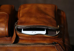 Handmade Leather Mens Cool Shoulder Bag Messenger Bag Chest Bag Bike Bag Cycling Bag for men