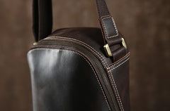 Handmade Leather Mens Cool Small Shoulder Bag Messenger Bag Chest Bag Bike Bag Cycling Bag for men