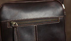 Handmade Leather Mens Cool Small Shoulder Bag Messenger Bag Chest Bag Bike Bag Cycling Bag for men